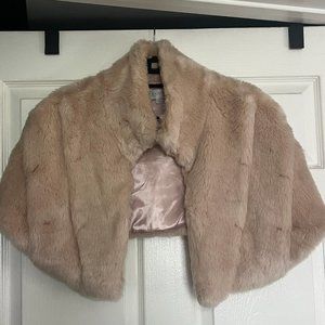 Tahari ASL | Blush Faux Fur Shawl Bolero | Size L